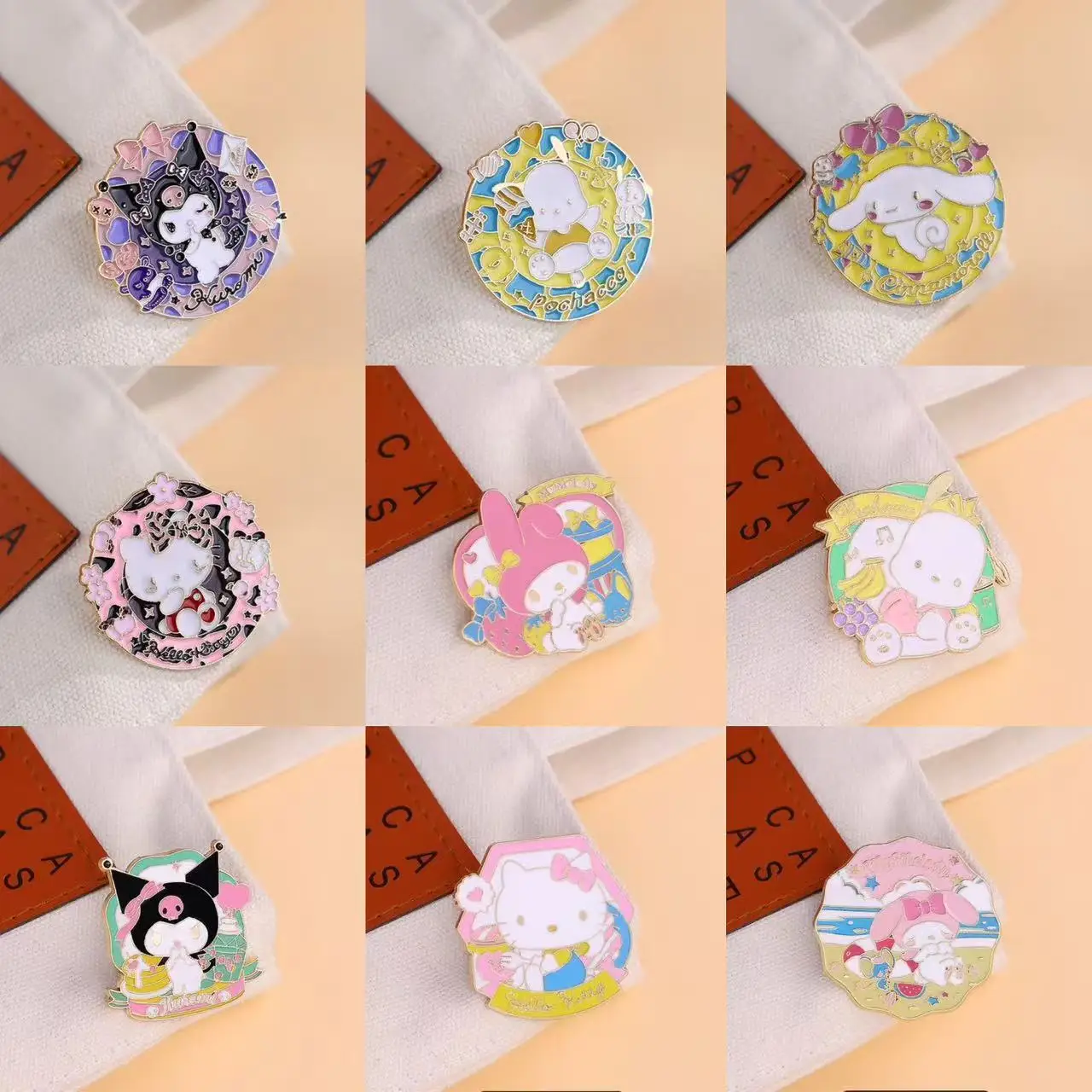 

Miniso Sanrio Brooch cartoon cute Kuromi Yugui Dog Pacha Dog Metal Badge Men's and Women's Clothes Bag Accessories