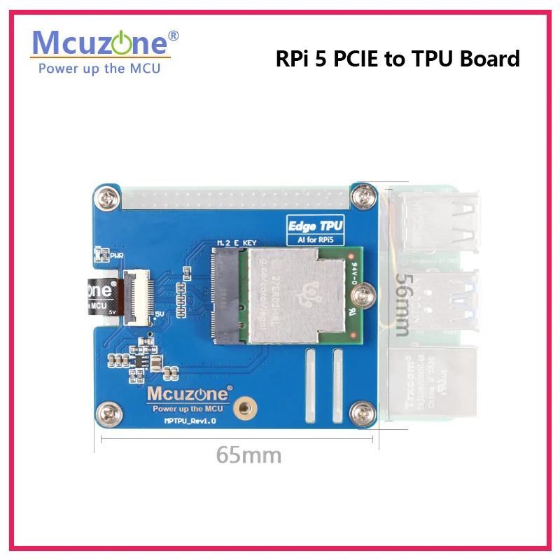 MPTPU topi Raspberry Pi 5 PCIE ke TPU M.2 E antarmuka kunci, mendukung Google coral Edge TPU