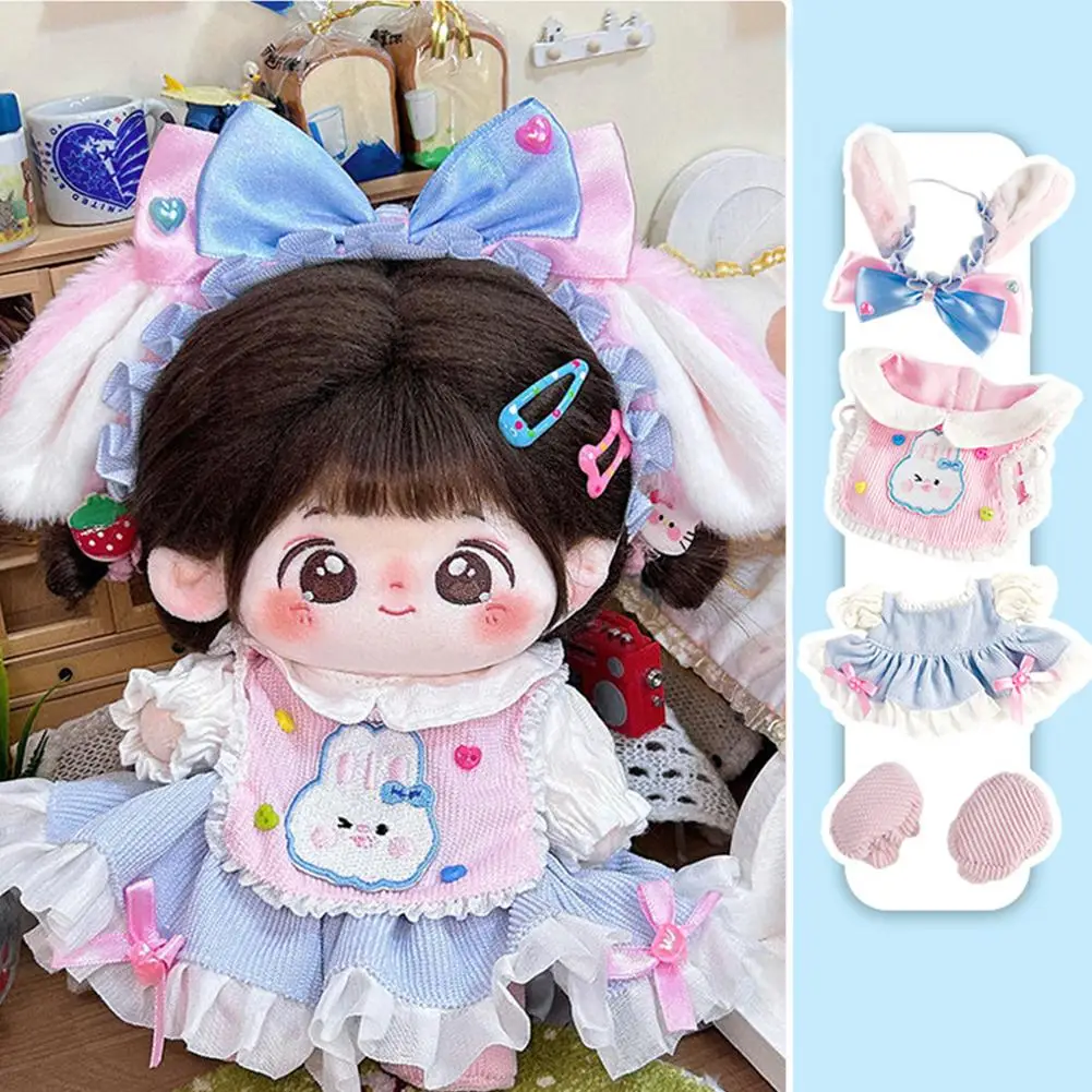 For Cute 20cm Baby Three V3/Cotton Doll Baby Clothes Hair Strap Skirt Set Doll Doll Wearable Clothes