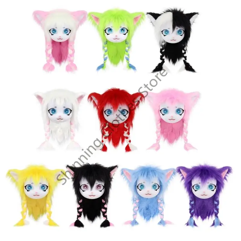 M68A Katzen-Fursuit-Maske Anime-Stil für Erwachsene für Halloween und Weihnachtsfeiern