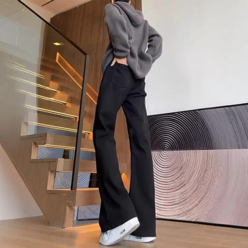 

Korean High Street Vibe Men's Jeans 2026 Spring Autumn New Sle Trendy Bla Knife Straight Leg Slim Micro Flare Pants