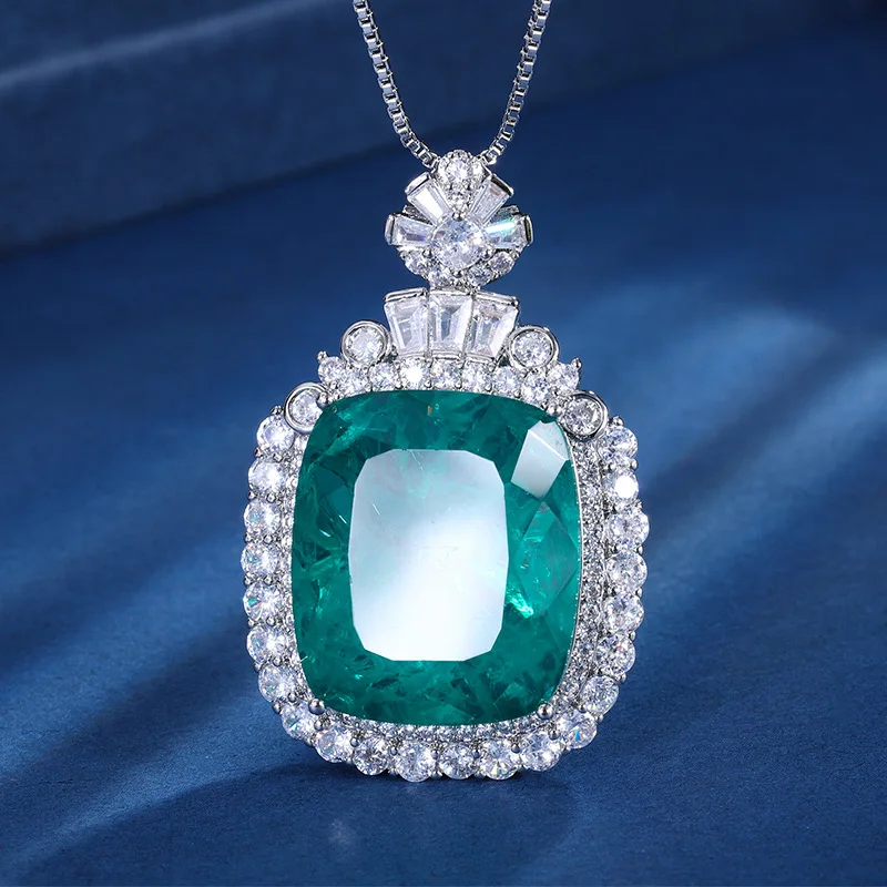 Jewelry Gold Plated Emerald Violet Square 20*23 Pendant Necklace Jewelry