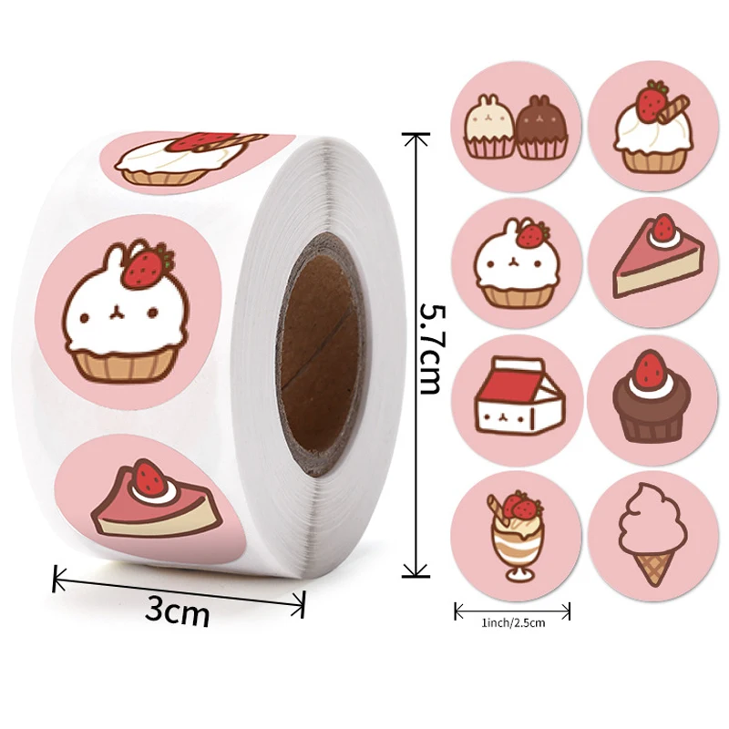 500 Stuks Schattige Taartstickers Verjaardagstaart Cadeau Decoratie Tag Verzegelen Label Stickers Kinderen Speelgoed Cadeau Pakket Scrapbooking Stickers