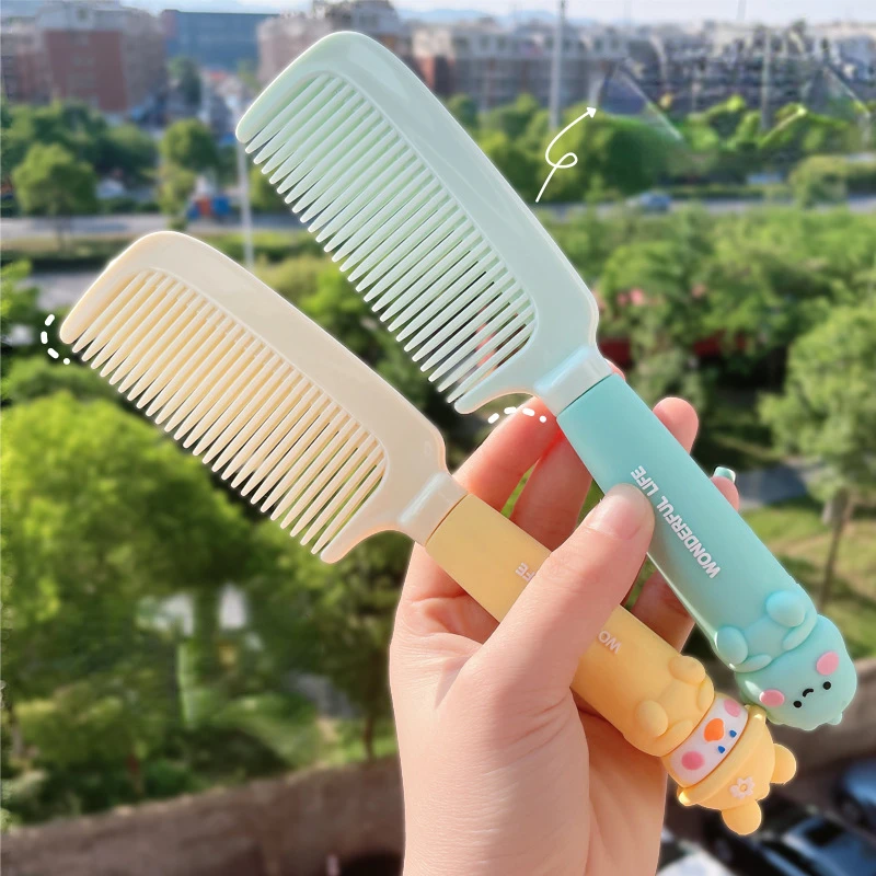 Cartoon Hairdressing Comb Women Students Hair Straightening Comb Girls Heart Cute Silicone Plastic Straight Hair Comb Wholesale