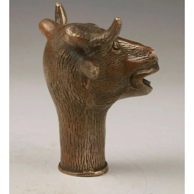 cane old bronze statue animal cattle bull cane walking stick head handle accessorie&