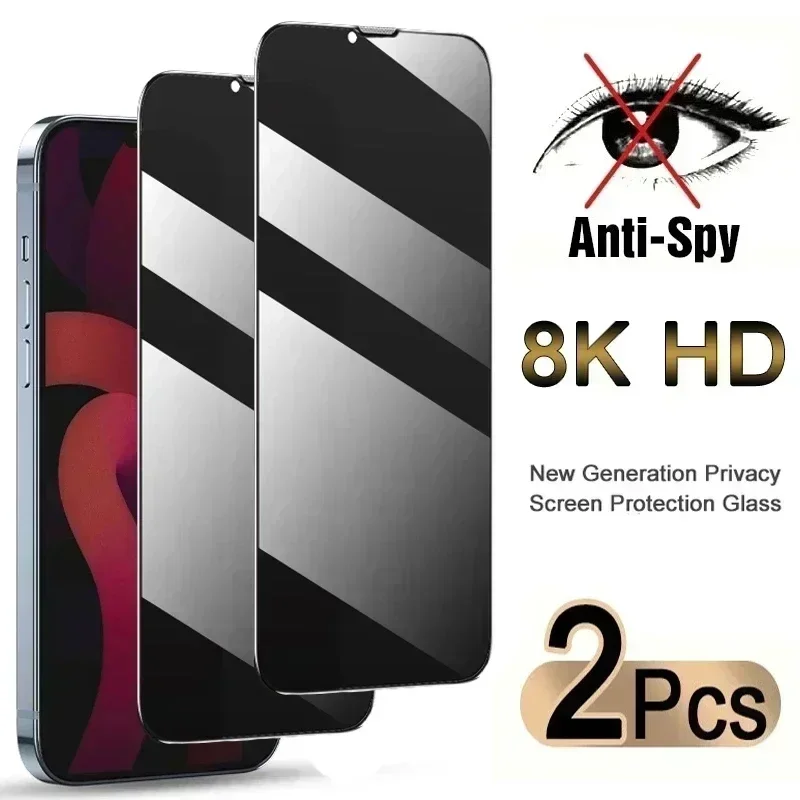 2Pcs Anti-Spy Glass Screen Protector For iPhone 11 12 13 14 15 Pro Max For iPhone 12 13 Mini 14 6 7 8 Plus XR XS 13 14 Pro Glass