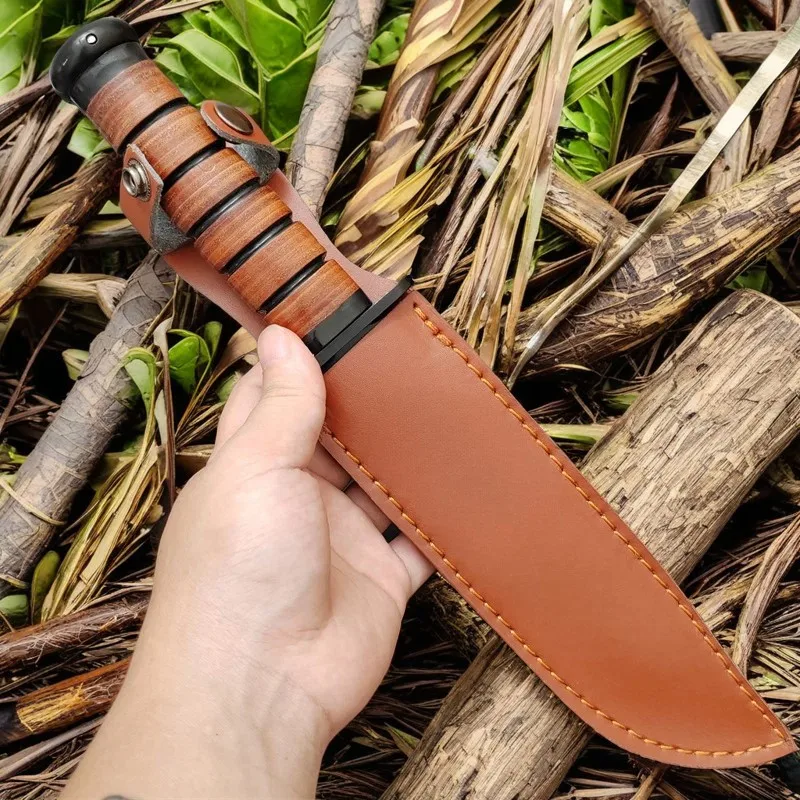 Outdoor Fixed Blade Knife High Quality Steel Blade+Wood Handle Rescue Tactical Camping Survival Hunting Pocket Knives