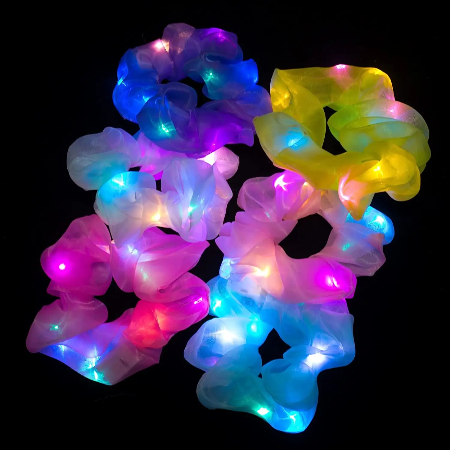 LED Luminous Hair Bands Scrunchies Women Girls Headwear Hair Rope Simple Wrist band Rings Rubber Band Christmas Hair Accessories