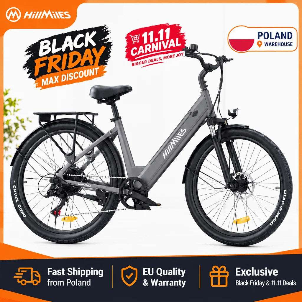 HillMiles MileCity 1 Bicicleta Eléctrica de 26", 250W 38Nm 36V13Ah con Batería Extraíble, Autonomía de Hasta 80–100 Km, 7 Velocidades, Suspensión Delantera, Freno de Disco Mecánico, Bicicleta Eléctrica Urbana, 25km/h EPAC, Verde