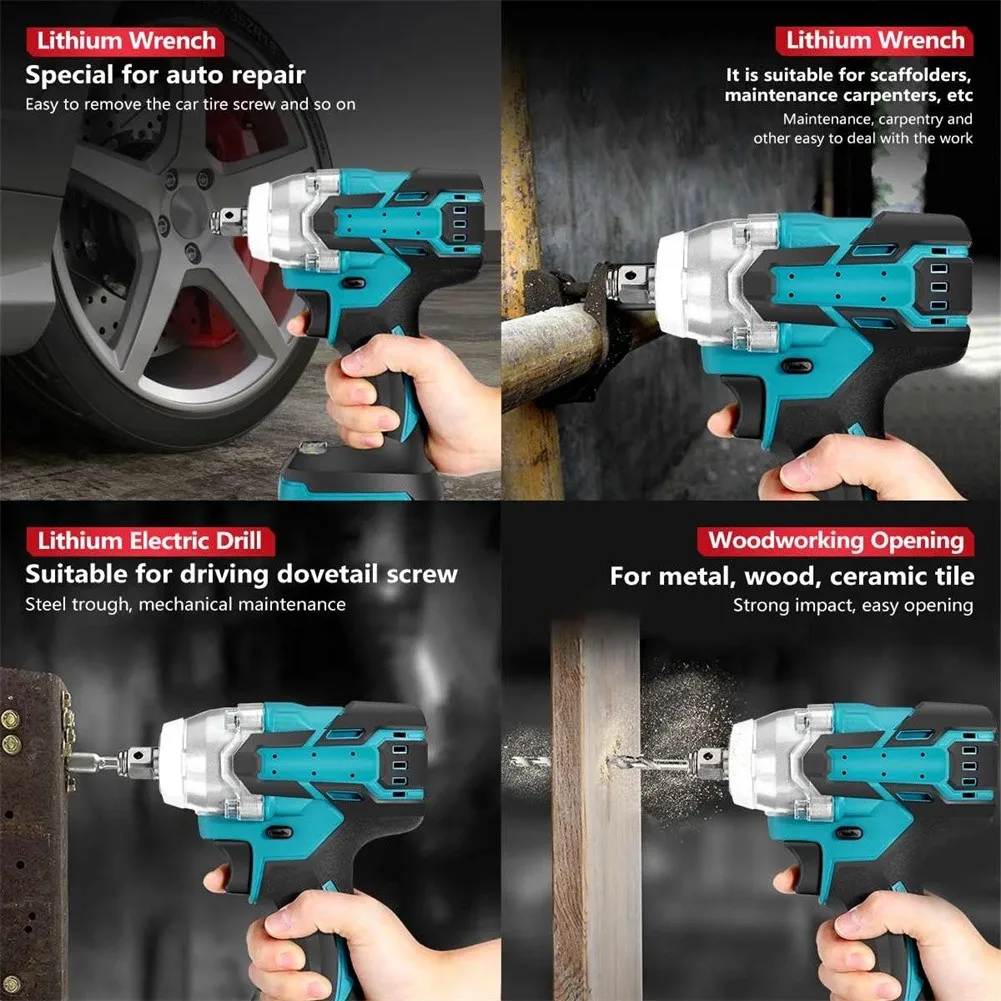 Imagem -06 - Brushless Electric Impact Wrench Cordless Screwdriver Corpo em 320n.m Soquete para 18v Makita 1860 1850 1840 Bateria