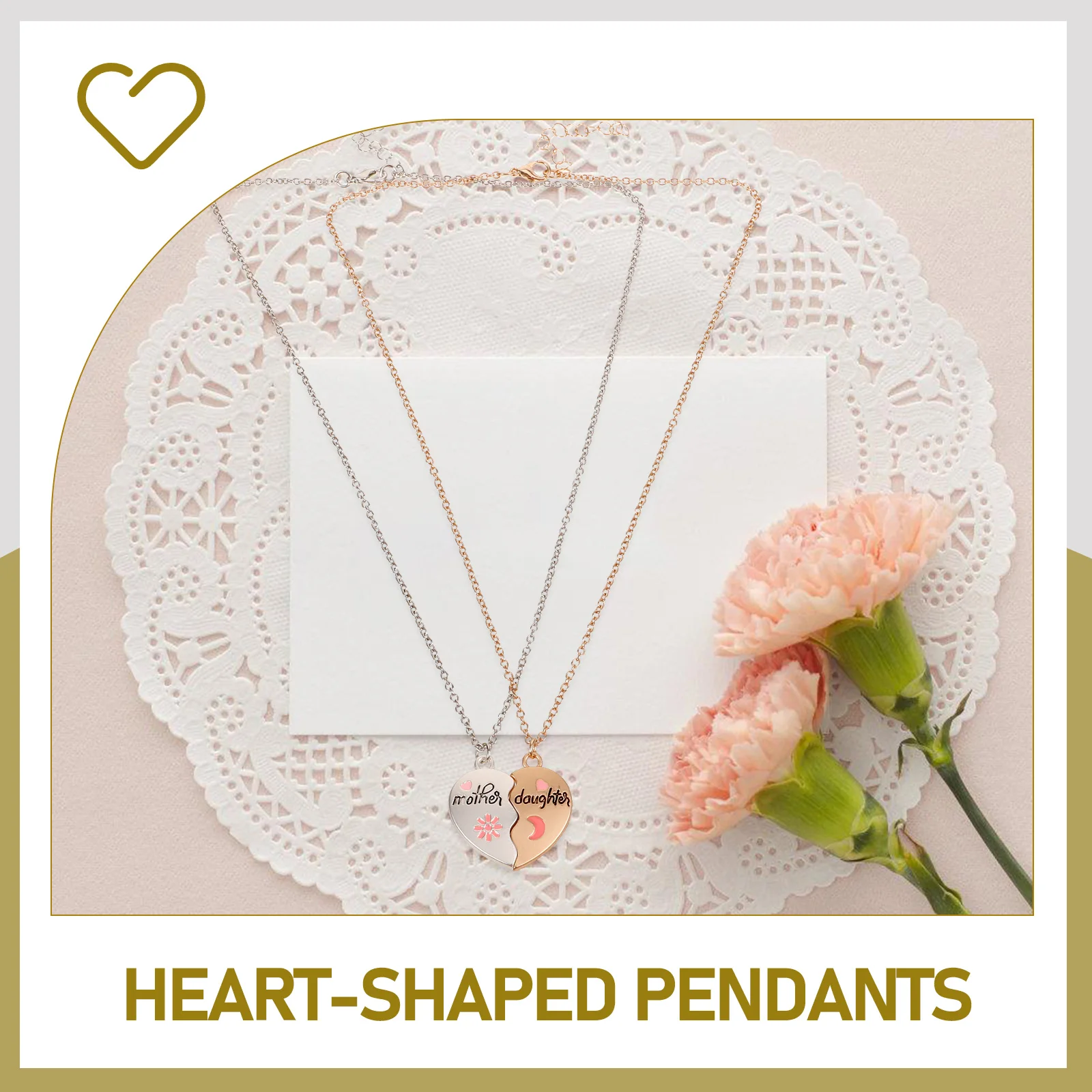 

Mother Daughter Heart Necklace Pendant Zinc Alloy Dainty Jewelry Chain Mom Gift Necklace For Women Girls Aesthetic Clavicle