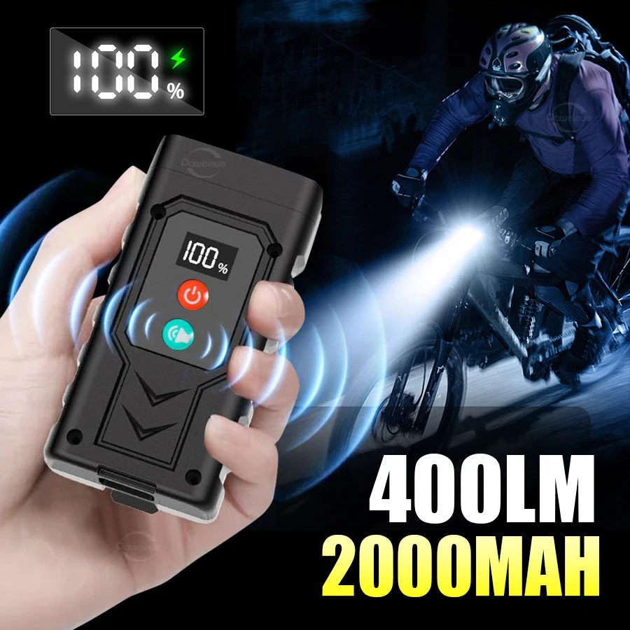 2025 NOUVEAU LUMIÈRE DE BICYLE EXTÉRIEUR AVEC HORN 2000MAH REFORMABLE REFORMABLE BICYLES PORTABLE VILLE VILLE LUMIÈRES CITY ROAD CYCLING