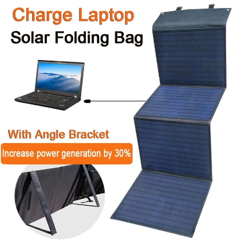 100W Solar Panel Folding Bag with Bracket USB+DC Output Charger Device Portable Foldable Bag Outdoor Travel Hiking Power Supply