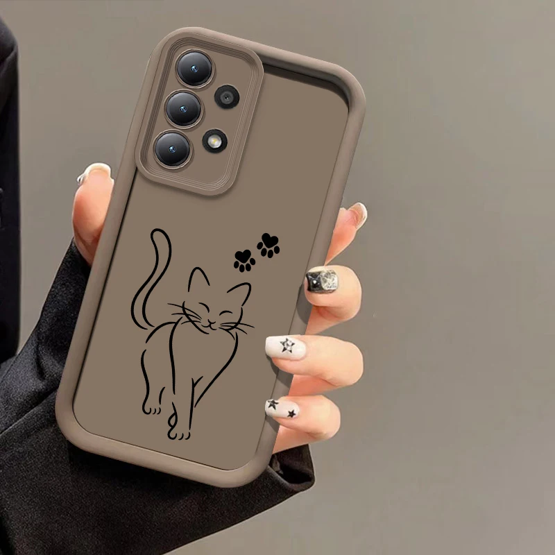 Cute Cat Pattern Case For Samsung Galaxy M54 M51 M36 M34 M31 M13 M14 M12 M11 M05 M06 M04 M02S M01S Lens Protect Matte Cover Capa