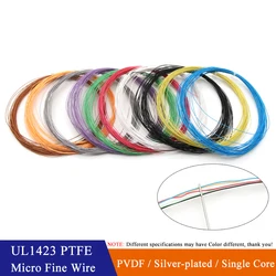 5/10/50M przewód posrebrzana miedź UL1423 PTFE 38/36/34/30/28/26AWG wysokotemperaturowy elektroniczny DIY mikro drobny przewód jednożyłowy