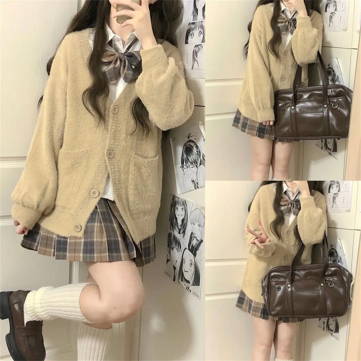 autumn-winter-jk-furry-knitted-sweater-cardigan-coat-warm-long-sleeved-top-plaid-skirt-uniform-suit-campus-style-cute-role-play