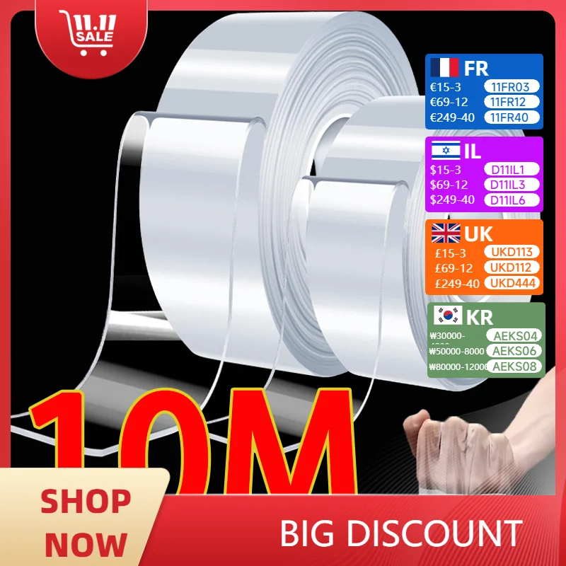 Nano Tape Extra Strong Double-sided Adhesive Tape Waterproof Transparent Decorative Tape Thickened Reusable Tape Tools For Home