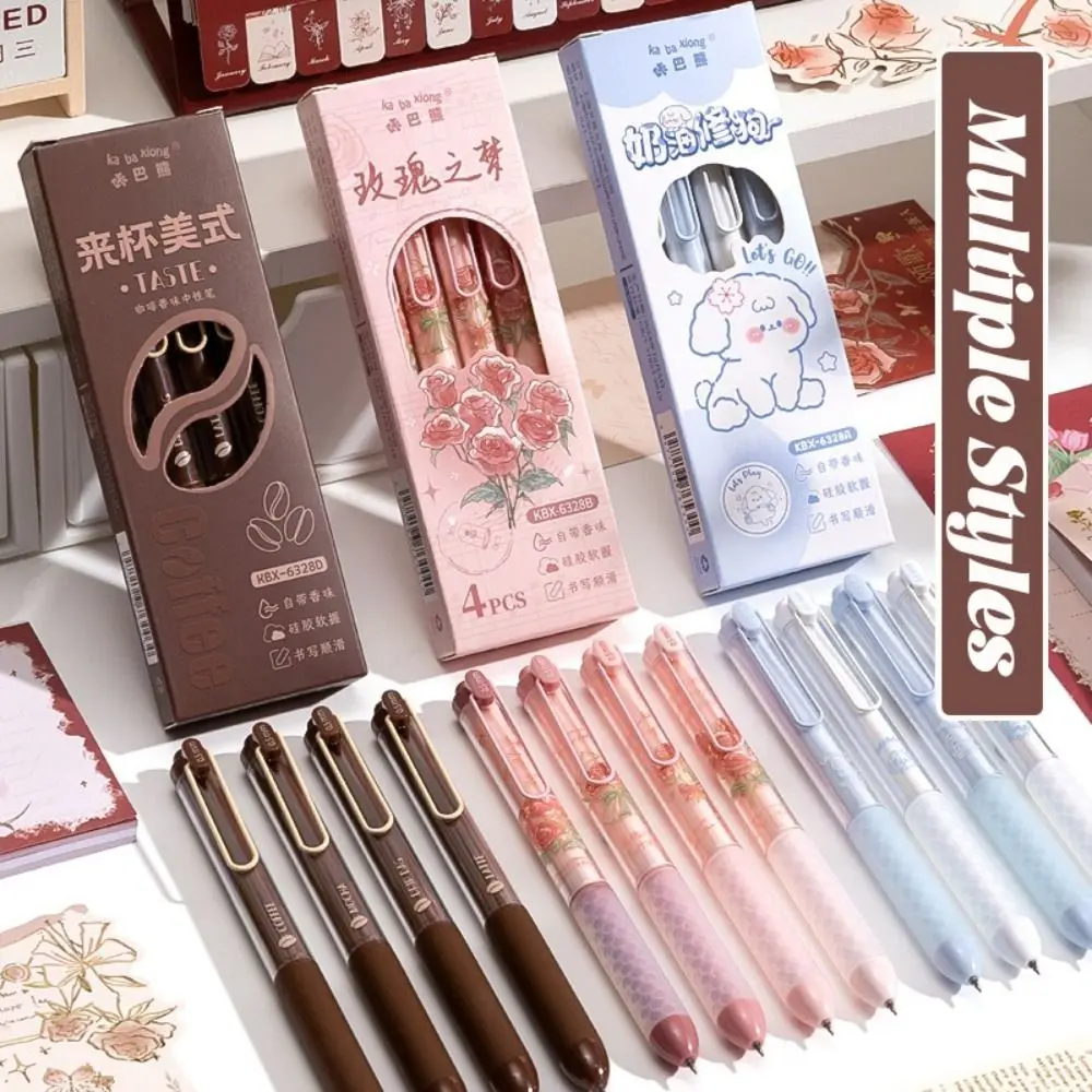 

0.5mm Black Ink Gel Pen With Fragrance Quick Drying Ballpoint Pen Coffee/Puppy/Rose Office Signature Pen School Office