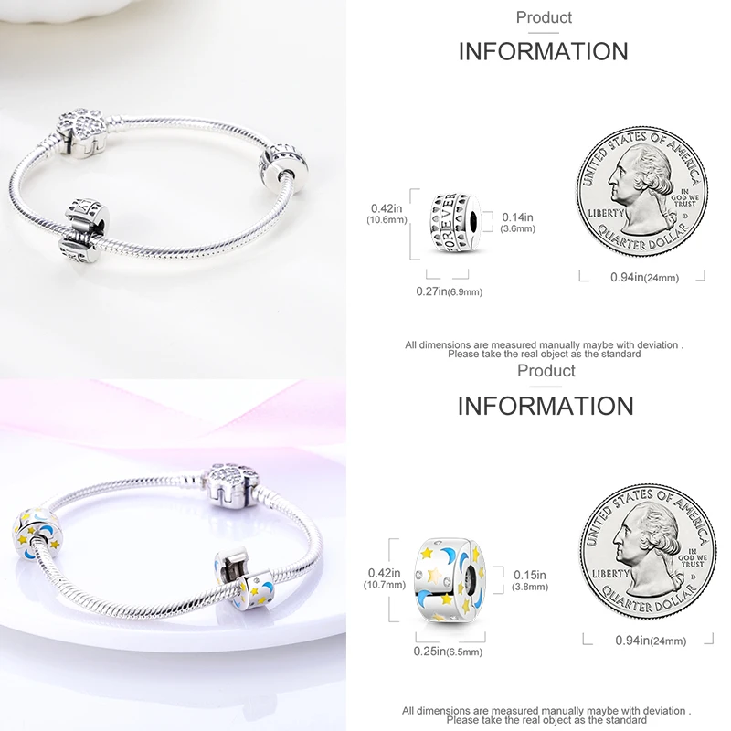 925 Sterling Silber Spacer Charm Perlen Schmetterling Blumen Stern Mond Bunt Lila DIY Armband Halskette Schmuck Geschenk für Frauen – Detail 25