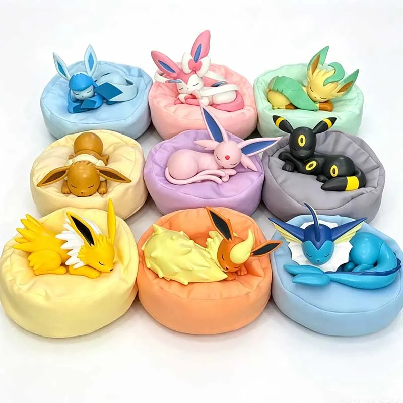 9pcs Anime Pokémon Eevee Figure Blind Box Toys Multi Form Series PVC Model Desktop Decoration Ornament birthday Christmas Gift