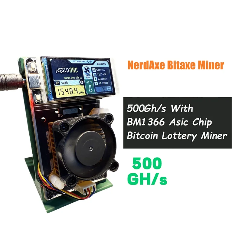 Nerdaxe Nerdminer Bitaxe 500Gh/S BM1366 ASIC Chip Verticale Mijnwerker Solo Loterij BTC Mijnwerker Loterij Mijnbouw Mijnwerker