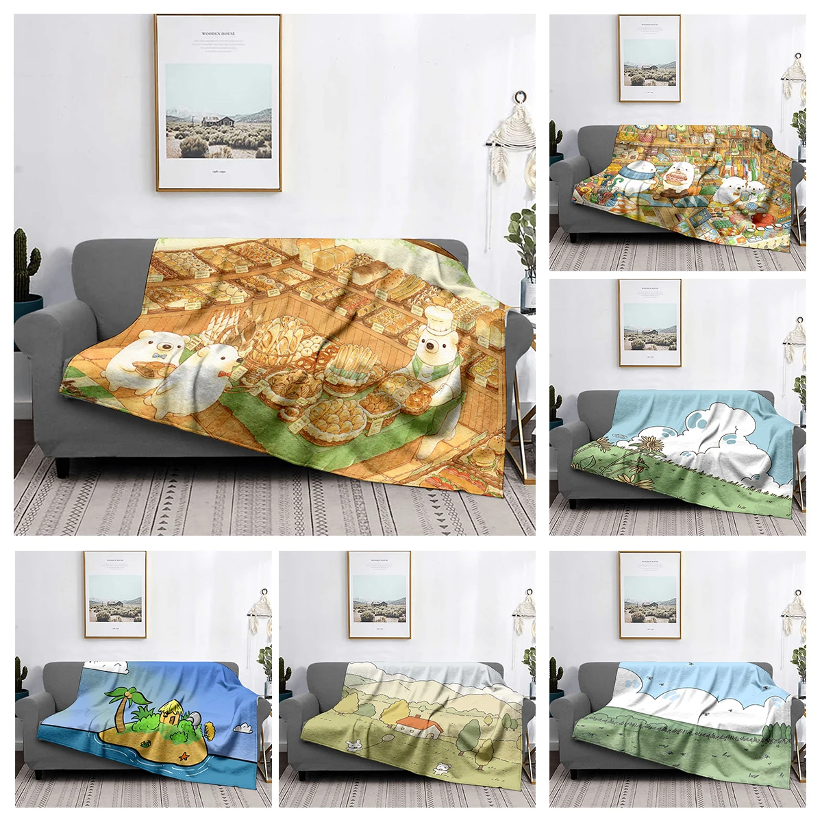 Home decoration plush Sofa blanket Colorful Animal  Bedspread on the bed anime fluffy soft blankets thick blanket for winte