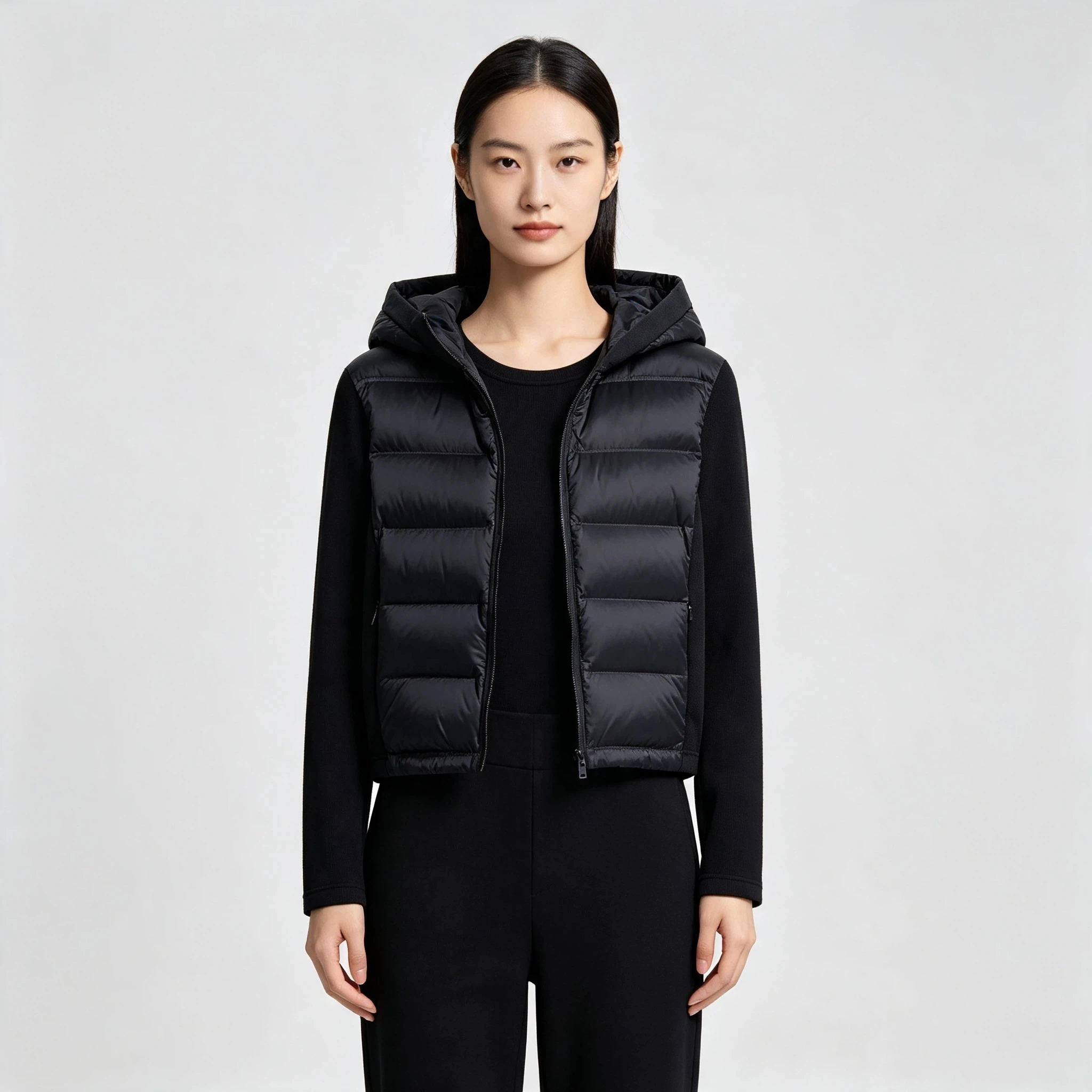2026 Autumn Winter warm jacket Women's Slim-fitting Press Design Splicing Warm Hooded Cotton-padded Jacket Fashion Sports Coats