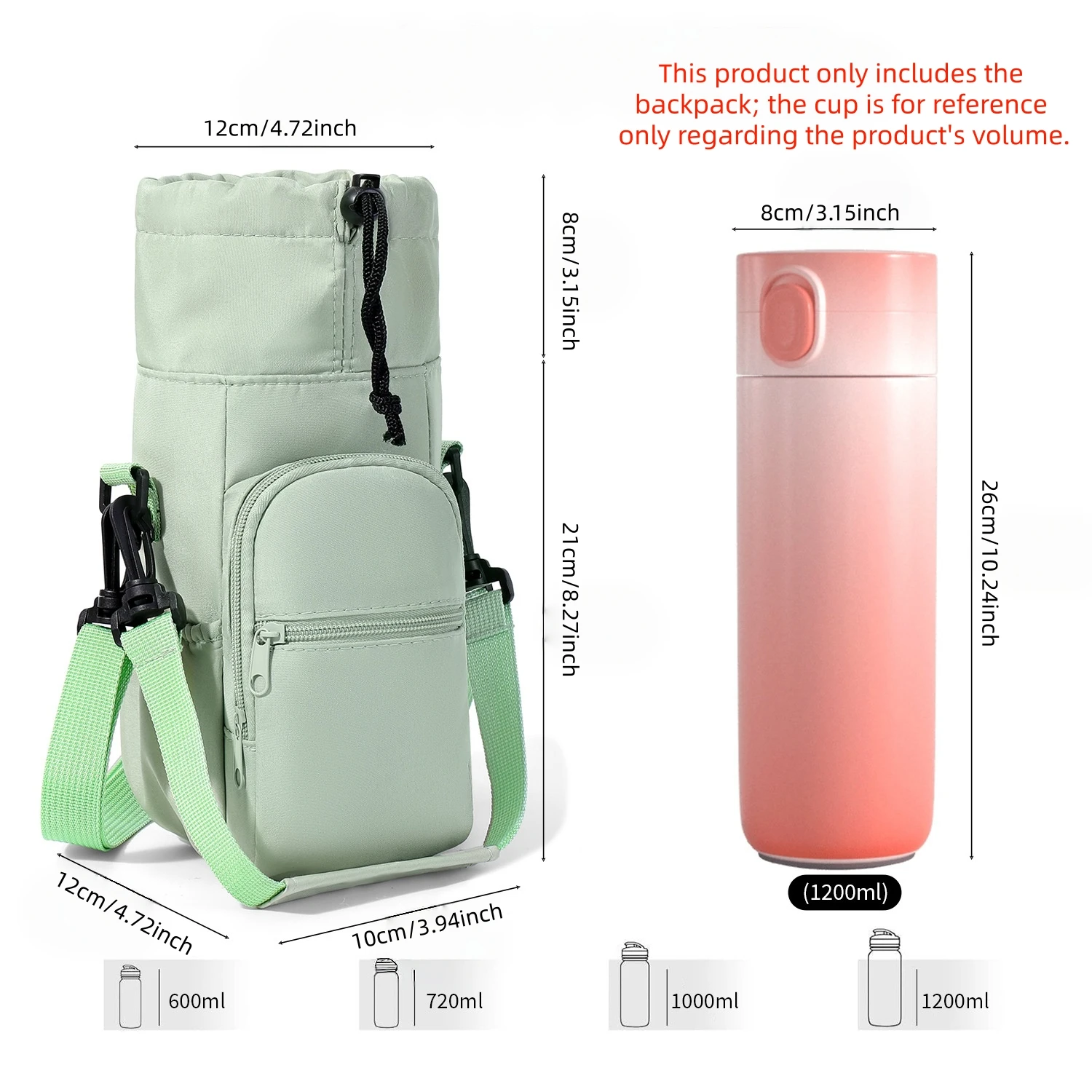 Portable Water Bottle Bag with Adjustable Strap Thermal Mugs Insulated Protective Cover Phone Pocket Outdoor Sports Travel Bag view 6
