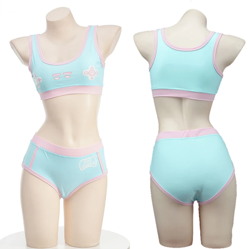 Traje de baño con estampado de Gamepad de Anime para mujer, uniforme de gimnasio japonés, ropa interior deportiva para niñas, traje de baño,