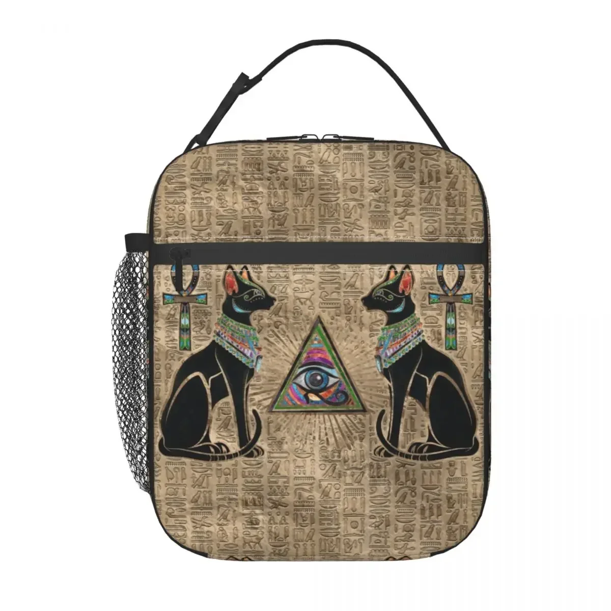 Egyptian Cats And Eye Of Horus Lunch Bag Men Women Warm Cooler Insulated Lunch Boxes for Student School