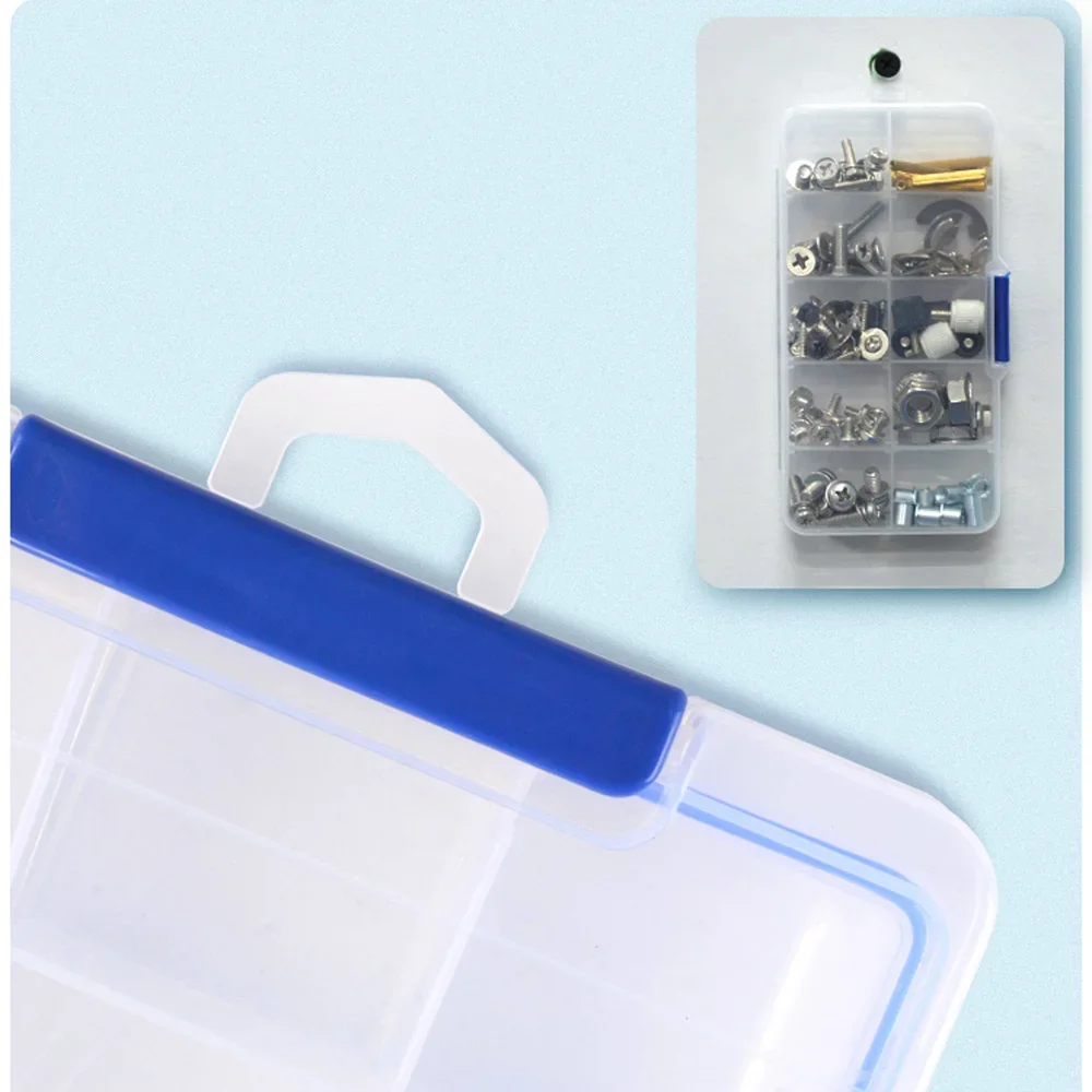 Multifunctional Plastic Storage Box Screw Hardware Electronic Component Tool Organizer Lego Parts Case with Dividers Transparent