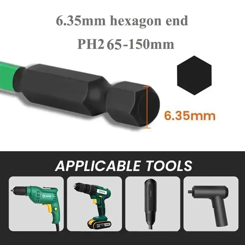 Imagem -03 - Conjunto de Bits de Chave de Fenda Ph2 50 100 Peças Cabeça de Lote de Impacto Cruzado Magnético Liga de Aço de Alta Dureza Ferramentas Manuais 25 50 mm