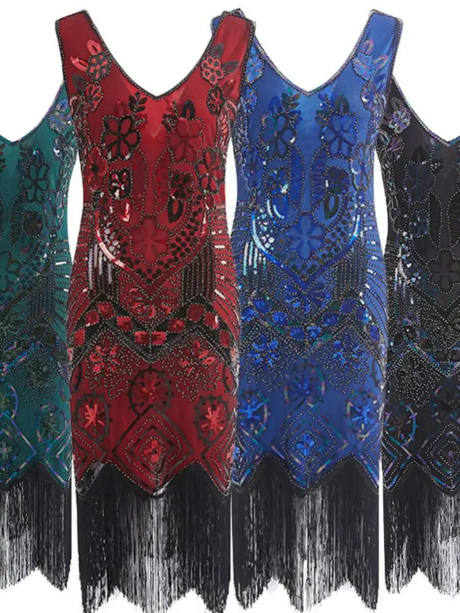 

Облегающая юбка с пайетками в стиле ретро, V-Ne, с кисточками и кисточками, вечернее выступление, сверкающее женское модное весеннее полиэстер