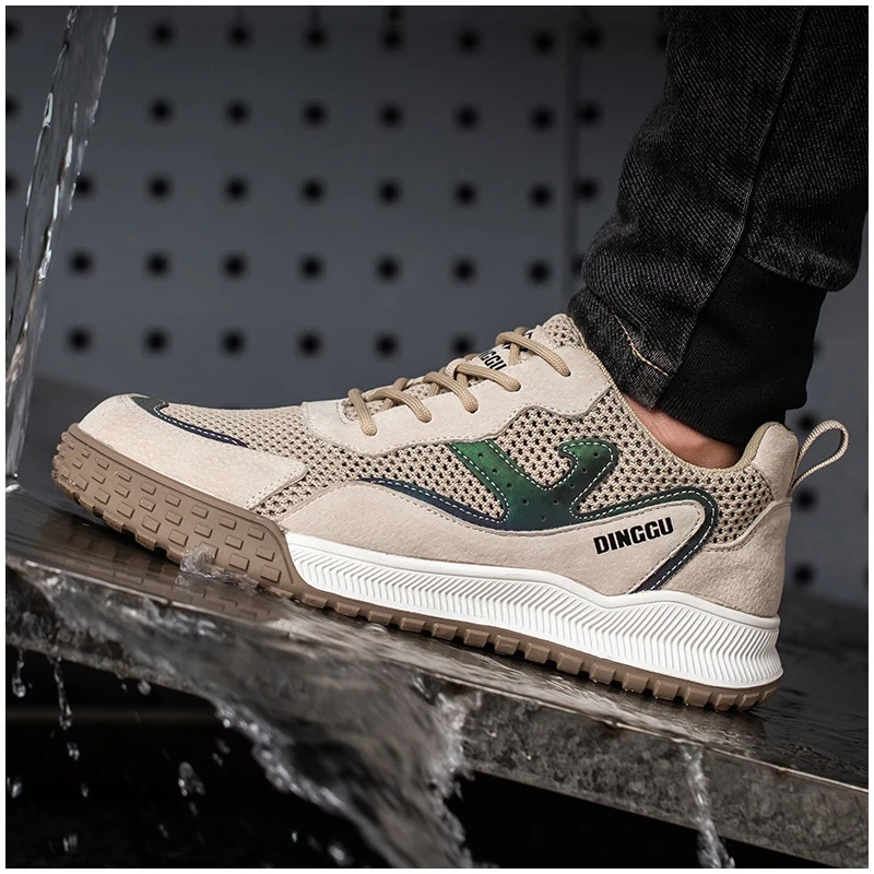 mens leisure breathable steel toe cap work shoes air mesh summer safety boots worker security sneakers protective footwear mans