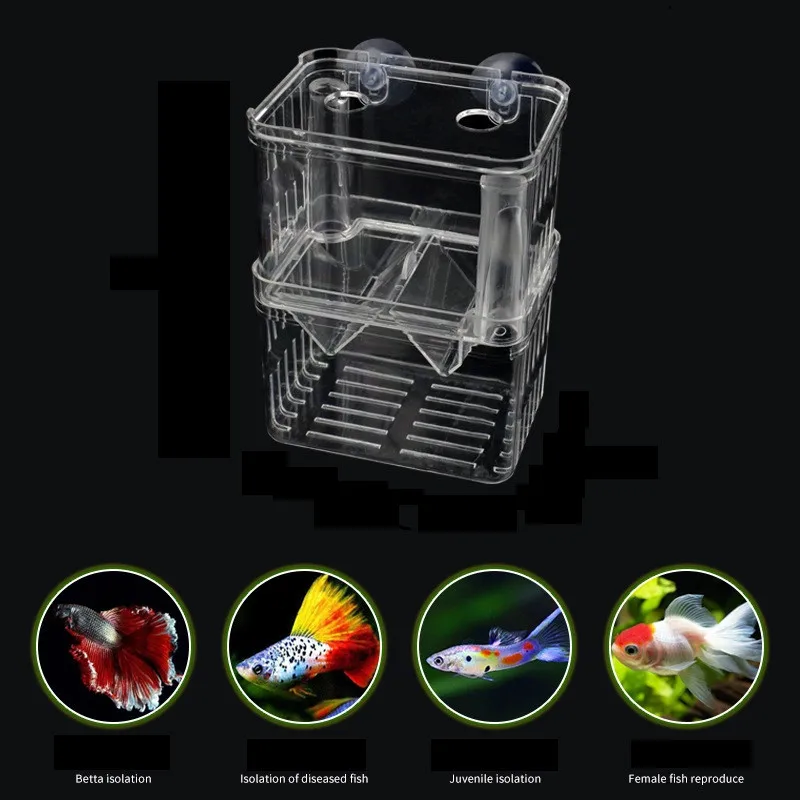 Acrylic Fish Breeding Isolation Box Aquarium Hatchery Breeder Divider S/L for Shrimp Clownfish Aggressive Injured Fish Home