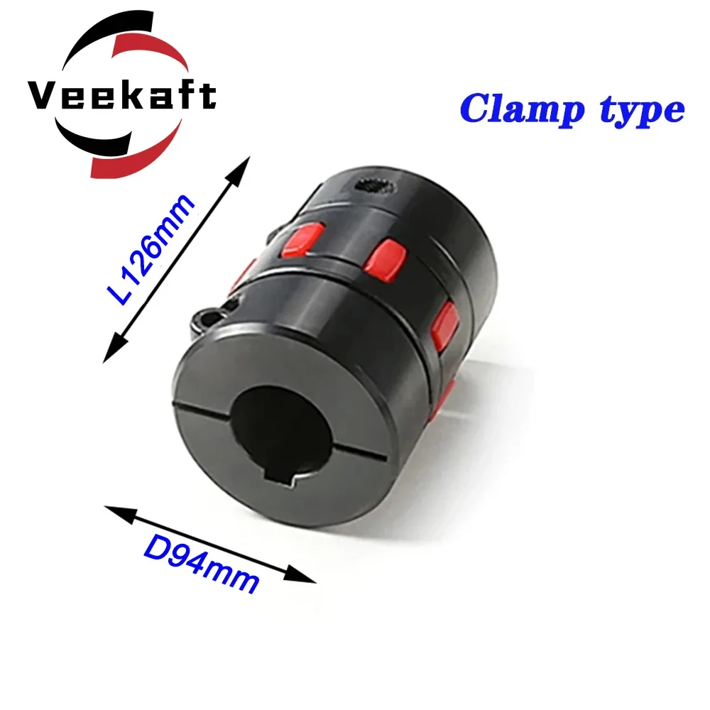 Veekaft  Clamp Type XL5 D94L126 Bore From14mm To 55mm CNC Motor Ballscrew Jaw Spider Plum Steel Shaft Coupler Flexible Couplin