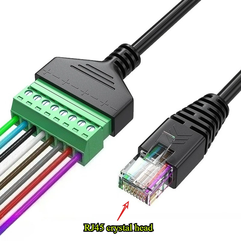 RJ45 to Screw Terminal Block 8P Connector Ethernet RJ45 Male Crystal Head to 8 Pin Screw Terminal Network Adapter for CCTV DVR