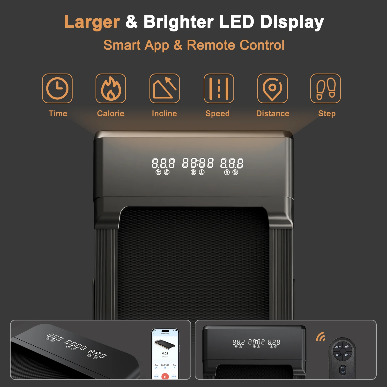 وسادة مشي قابلة للسباق 3.0 حصان تحت المكتب مع سرعة 9% مائلة قابلة للتعديل 1-6 كيلومتر/ساعة شاشة عرض LCD تحميل 136 كجم للمنزل #5