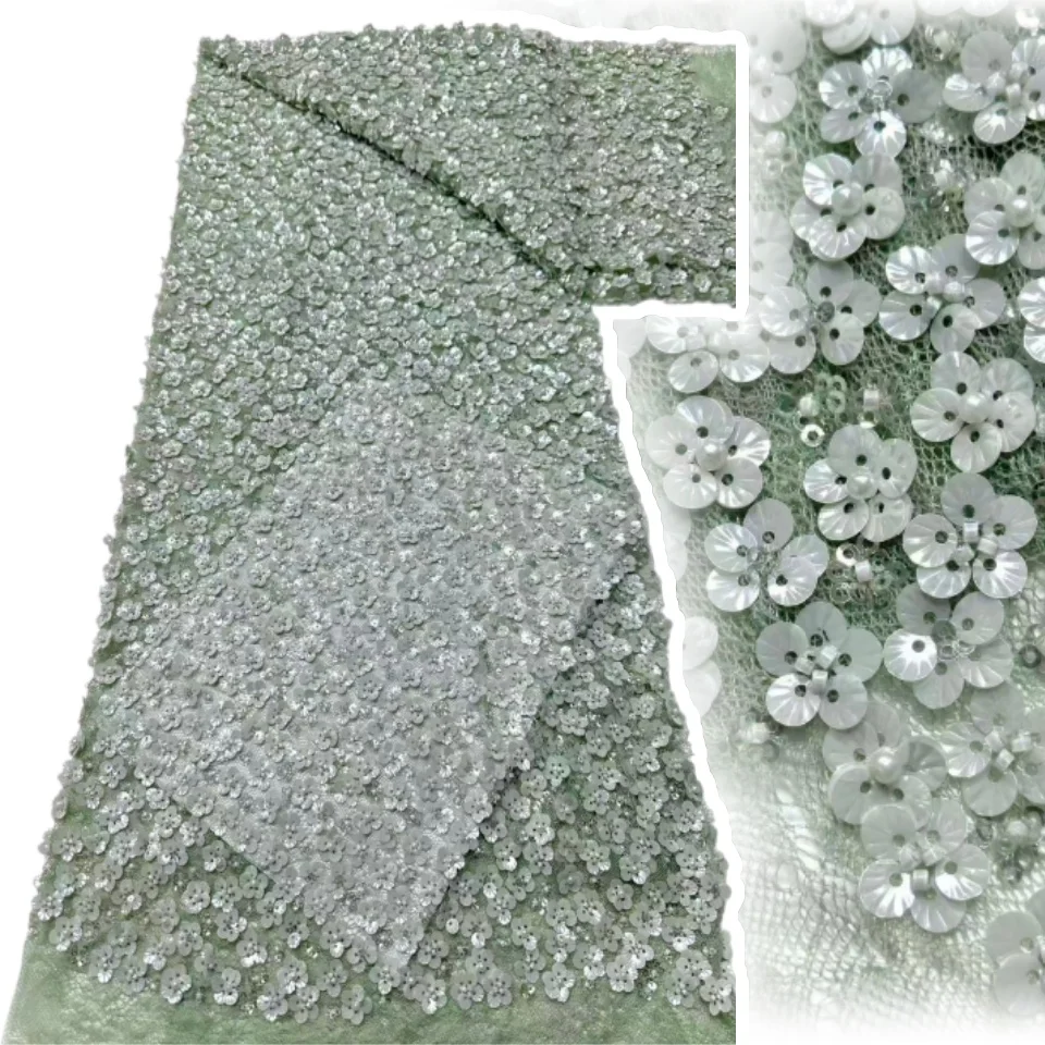 

5 ярдов роскошная африканская кружевная ткань с вышивкой блестками для жениха, высокое качество, французская нигерийская кружевная ткань для свадебного платья TP1827