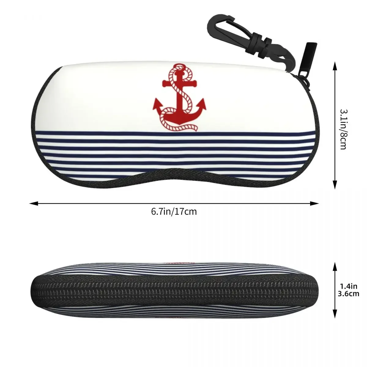 Custom Navy Blue Stripes Nautical Anchor Boat Glasses Case Fashion Shell Eyeglasses Case Sunglasses Box