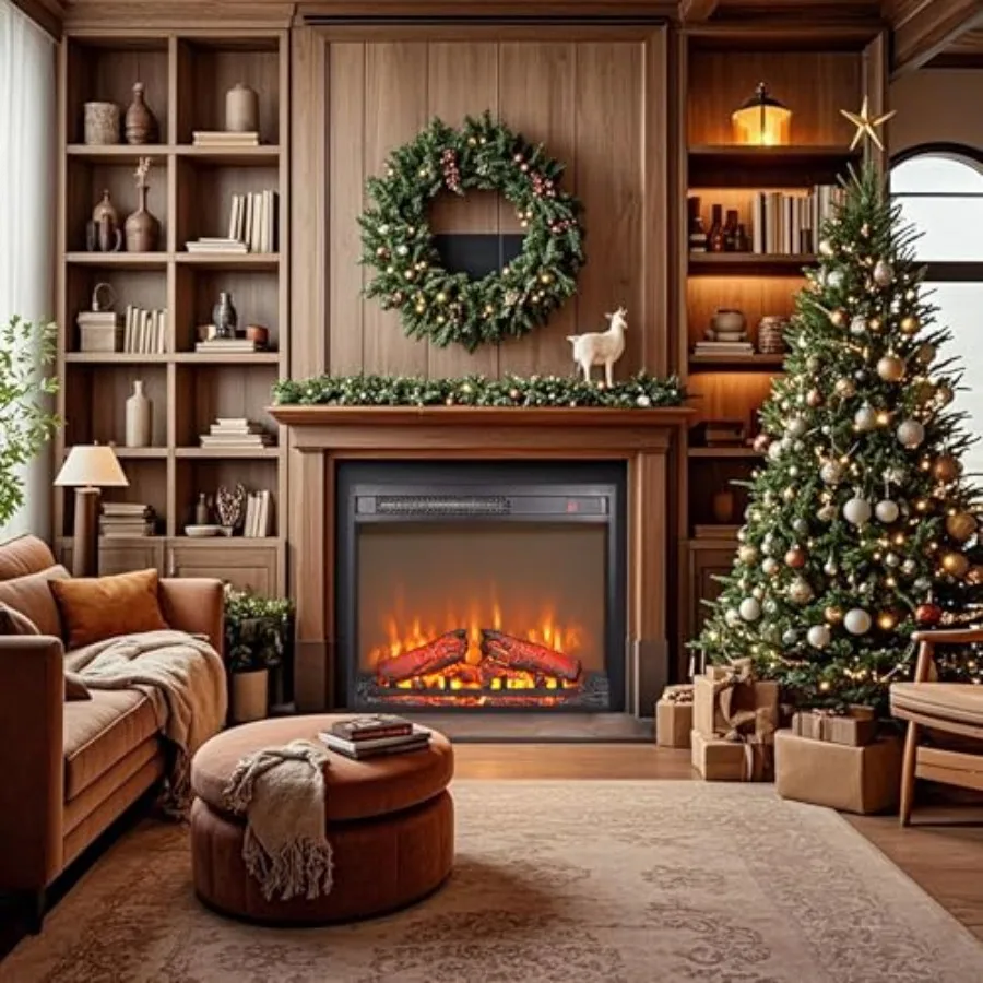 23 Electric Fireplace Insert with Remote Control and Timer Function for Cozy Living Room Ambiance Adjustable Flame Brightness f