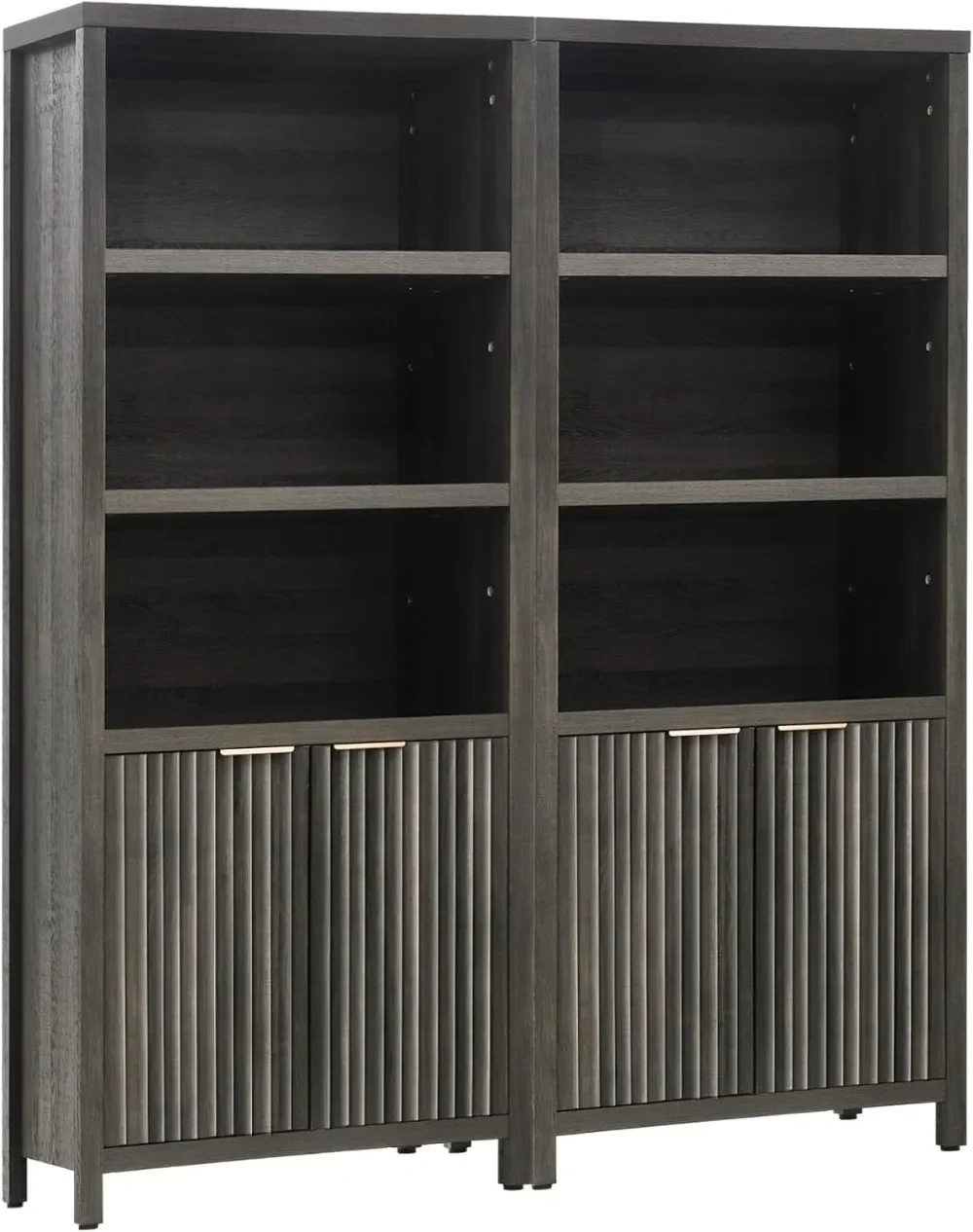 Bookcase, Tall Bookshelf with Doors Cabinet 15.4in Depth, 5 Tier Book Shelf, Wood Oak 1.4