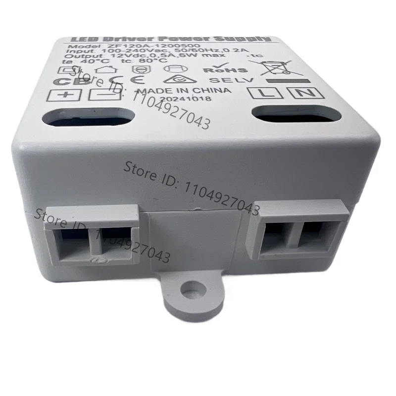 Constant Voltage LED Driver Power Supply Lighting Transformer Alimentatore ZF120A-1200500 6W 12VDC, 500mA for Vanity Mirror