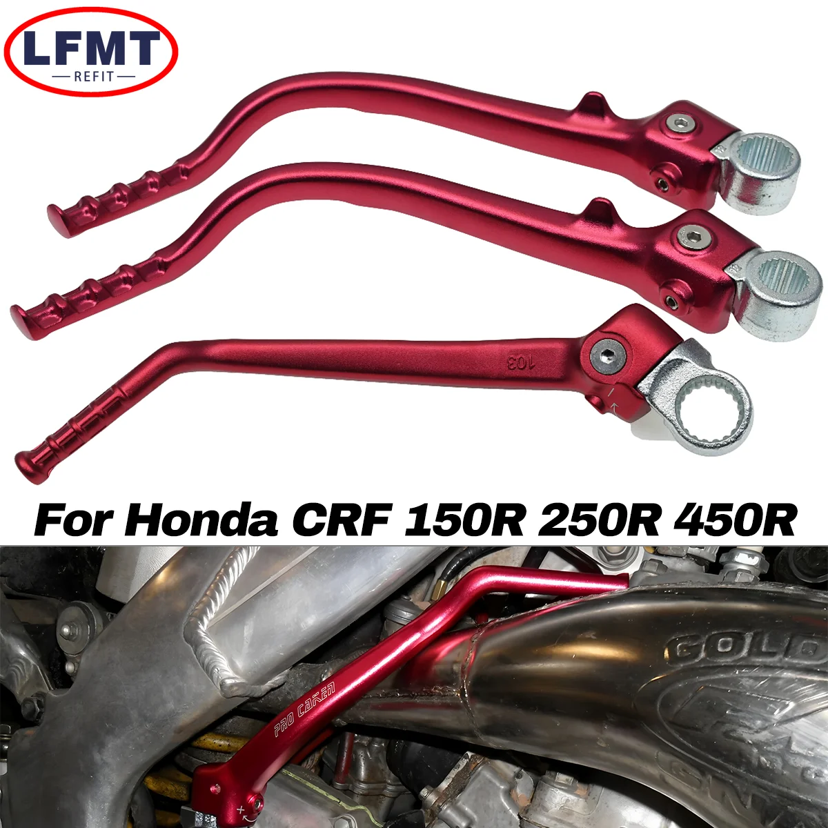 For HONDA CRF150R CRF250R CRF450R CRF 150R 250R 450R 150RB Motorcycle CNC Forged Kick Start Lever Pedal Universal Part 2007-2024