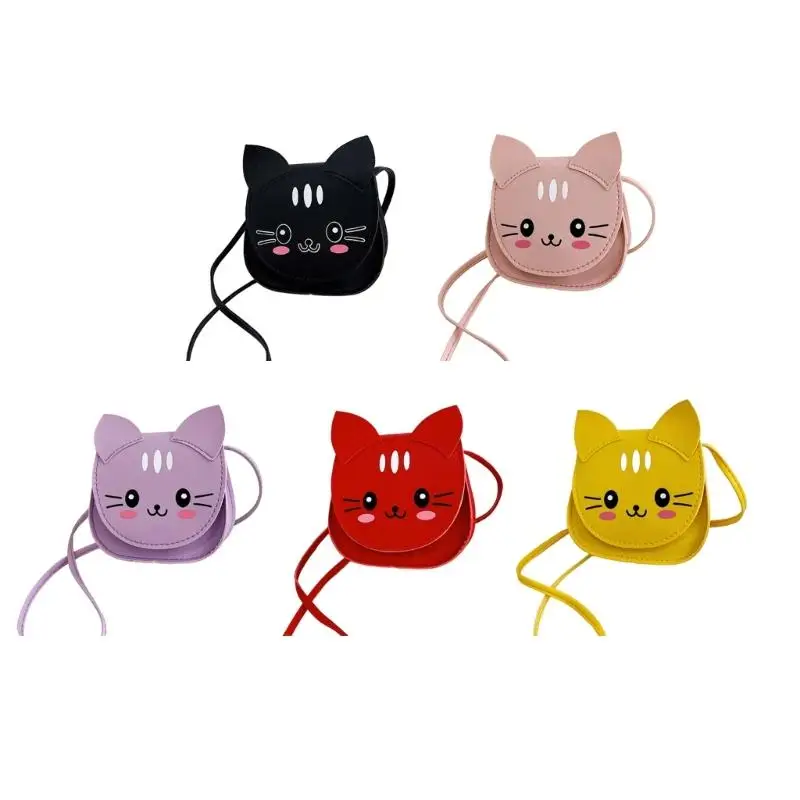 

D46D Compact Shoulder Bag For Kids Unique Cats Adjustable Crossbody Strap Lightweight Mini Purse for Various Occasion