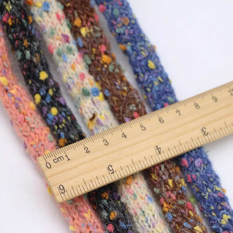 Colorful Fried Dough Twists Wool Hollow Ribbon 1cm Yarn Knitting Rope DIY Headband Clothing Accesso Sweater Hat Rope
