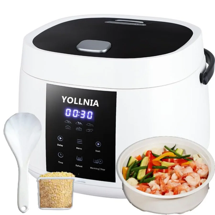 

3L Rice Cooker 12 cups Cooked Mini Digital Rice Cooker 6 in 1 Multicooker for Grain Preset and Reheat Options 12-Hr Delay Timer
