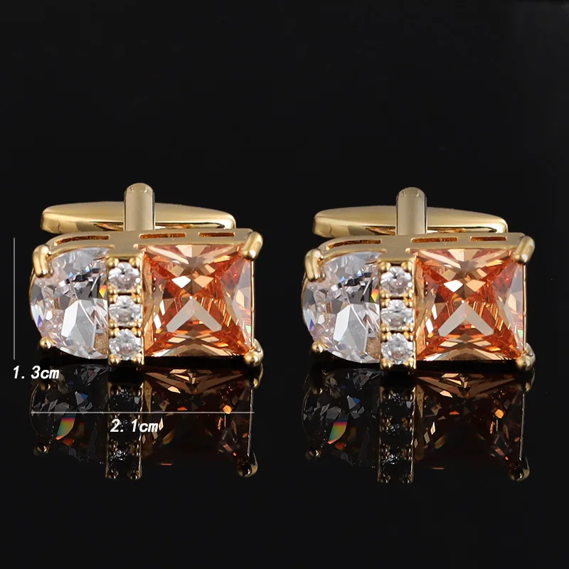 

Luxury Cufflinks High-grade Jewelry Men's Gold White Enamel Crystal Cufflinks Square Wedding Party Button French Shirt Buttons