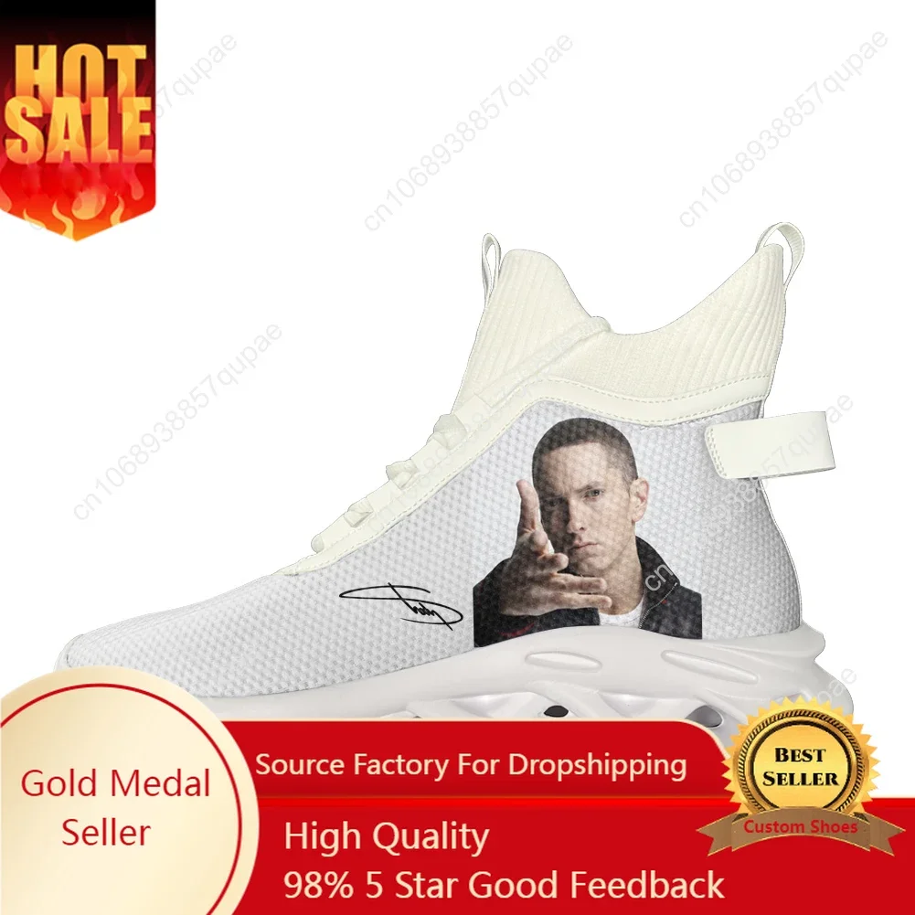 Eminem High Top Flats Sneakers Rock Singer Mens Womens Sports Running Shoes Quality Sneaker Lace Up Mesh Footwear Custom Shoe