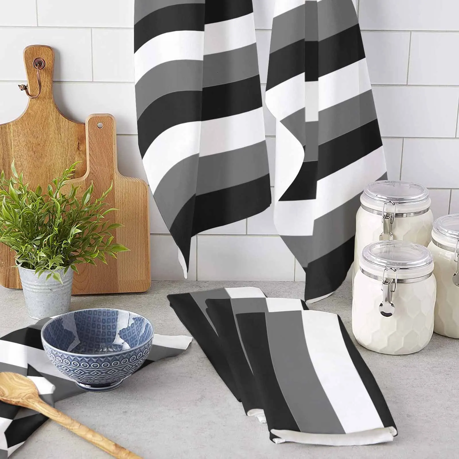 Geometric Fringe Microfiber Towel Absorbent Kitchen Cleaning Cloth Dish Towel Household Cleaning Towel